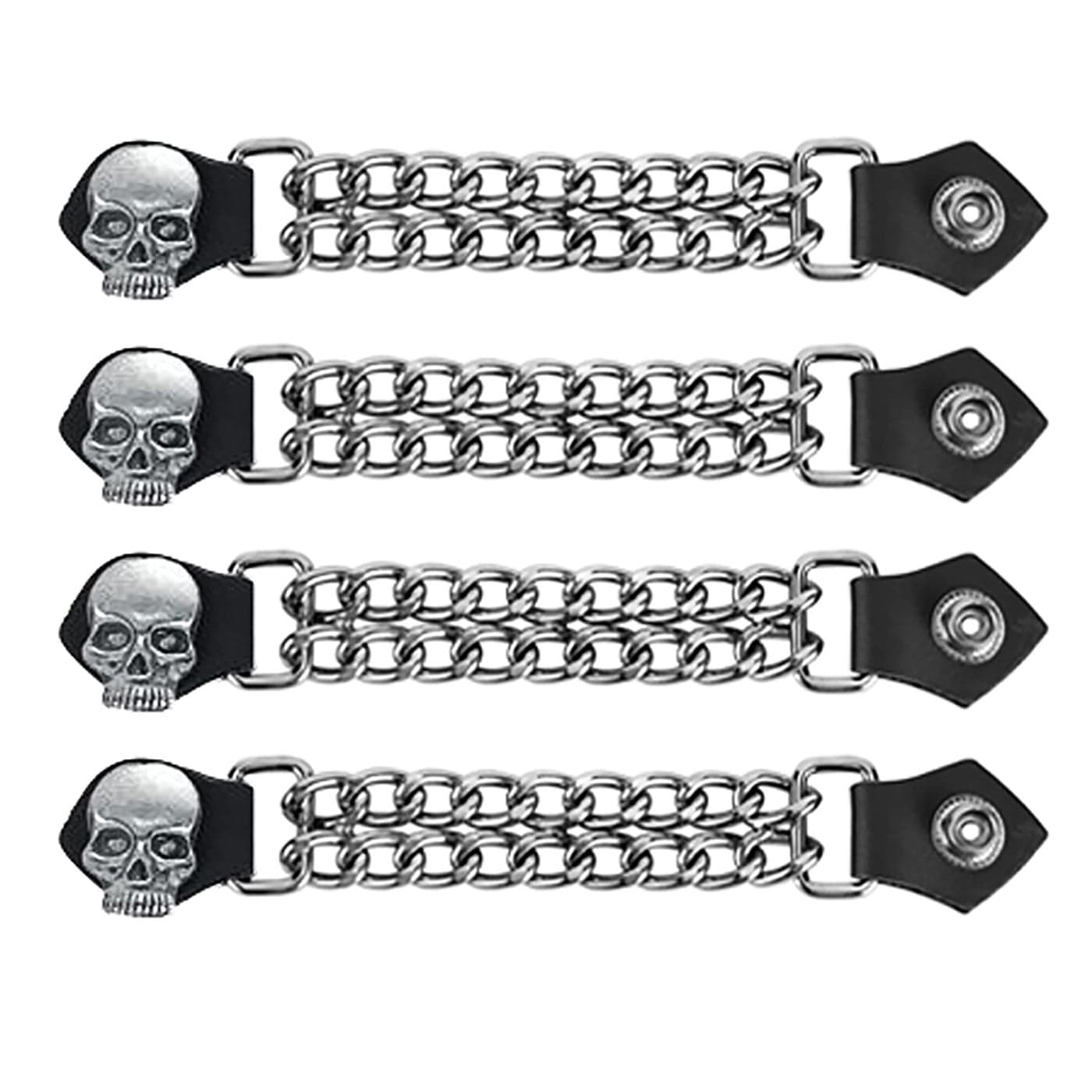Dream Apparel Faux Leather Motorcycle Vest Extender for Men Biker Double Diamond Cut Chrome Chain 4PCS Per Set