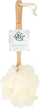So Eco Long Handle Shower Pouf White 80 40 036