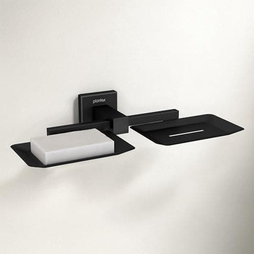 Plantex Stainless Steel Double Soap Holder for Bathroom/Soap Case/Dual Soap Dish/Bathroom Accessories - Aqua (Black)