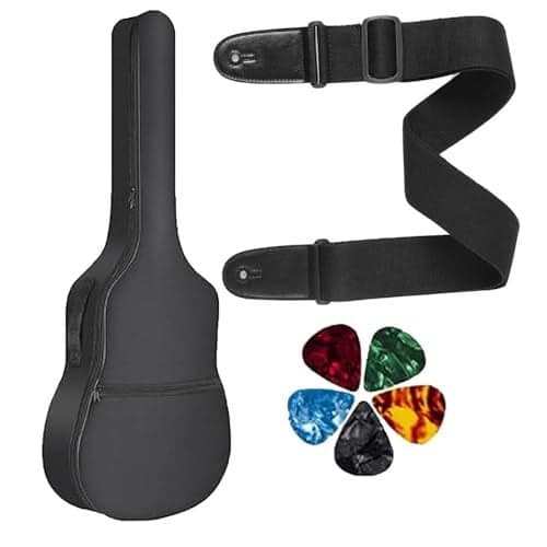 IMAGINEA Oxford Acoustic Guitar Bag with Belt, 5 Picks for 38,39,40,41 Inch Padded Guitar Gig Bag Cover Case Soft Guitar Bags, Black