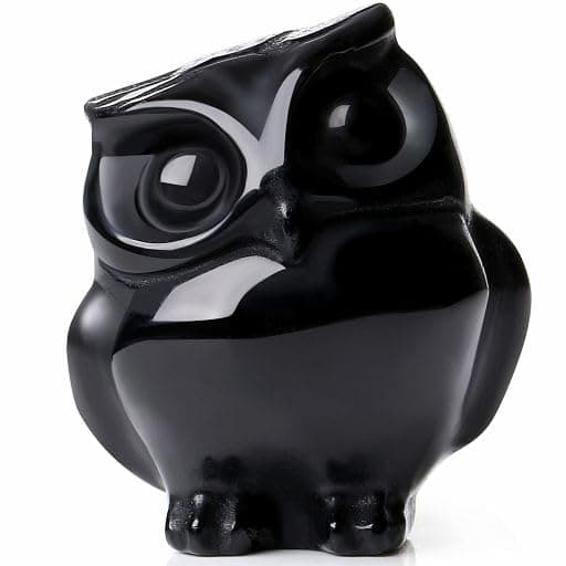 YATOJUZI Owl Decor Natural Black Obsidian Stone HandCarved Polished Owls Statue Figurines Crystal Energy Spiritual Gifts for Women Thanksgiving Day Christmas Home Office Desk Decorations 15