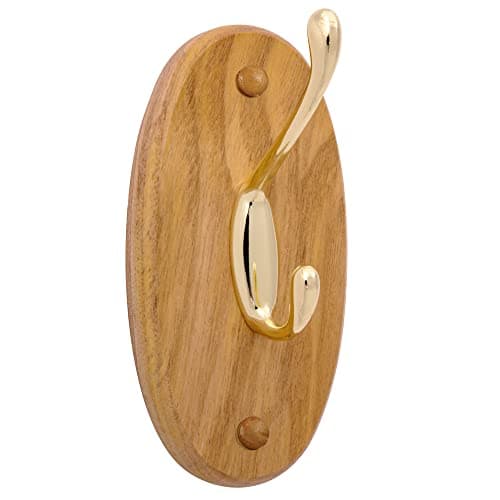 Design House Dalton Double Robe Hook, Wall Mount, Wood, Honey Oak, Easy Installation, 3.1 in H x 3.74 in W x 2.64 in L, Item 561217