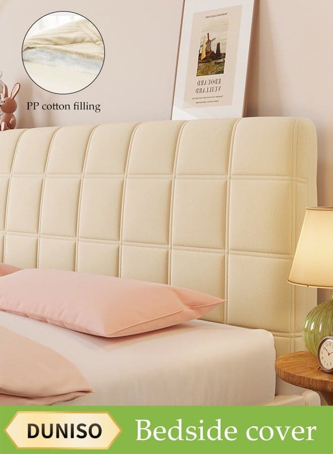 Bed headbroad cover,Large size bed headbroad cover ,All inclusive dustproof backrest cover,Pinching cotton thickening lattice upholstered,for Bedroom Decor, Washable (180cm)