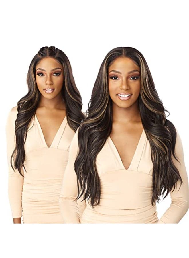 Sensationnel What Lace 13X6 Wigs Braelyn Lacefrontal Hand Tied Glueless Synthetic With Natural Density Preplucked Hairline BALAYAGECHOCOLATE