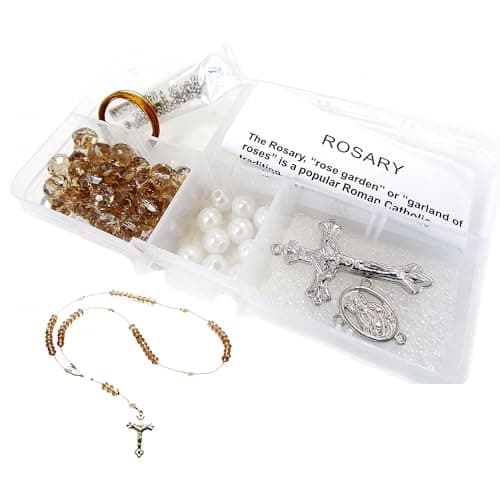 Linpeng Rosary Prayer Necklace Making Kit, DIY Jewelry Supplies, First Communion Gift for Youth Beader, 1 pk