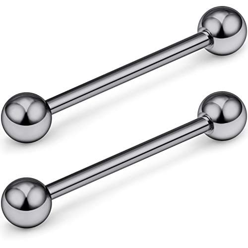 SCERRING Grade 23 Titanium Externally Threaded Nipple Bar Barbell Rings Piercing Retainer 16G 5/8Inch Sold as a Pair