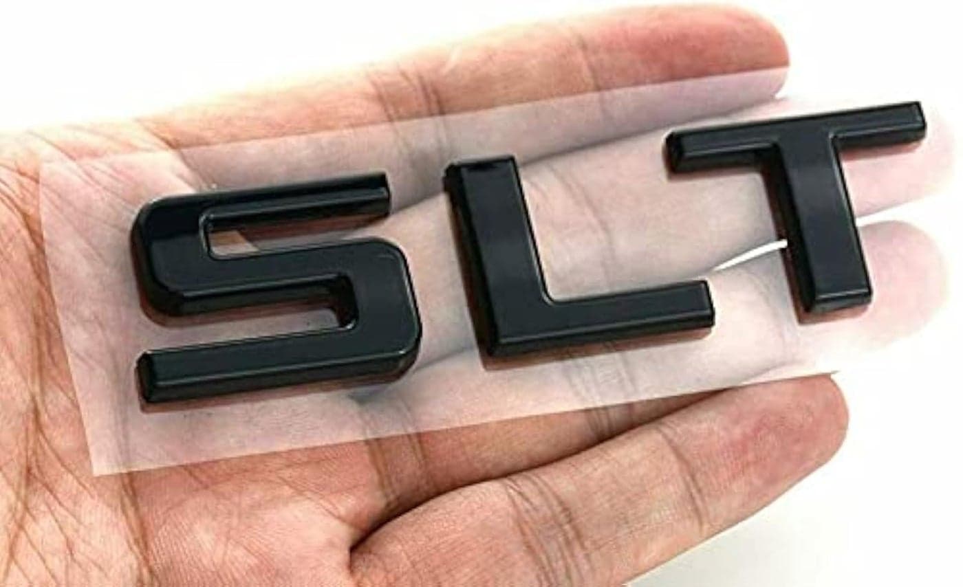 One Pcs SLT Emblem Replacement for 2014-2020 GMC Sierra GMC Yukon 1500HD 2500HD 3500HD (Gloss Black)