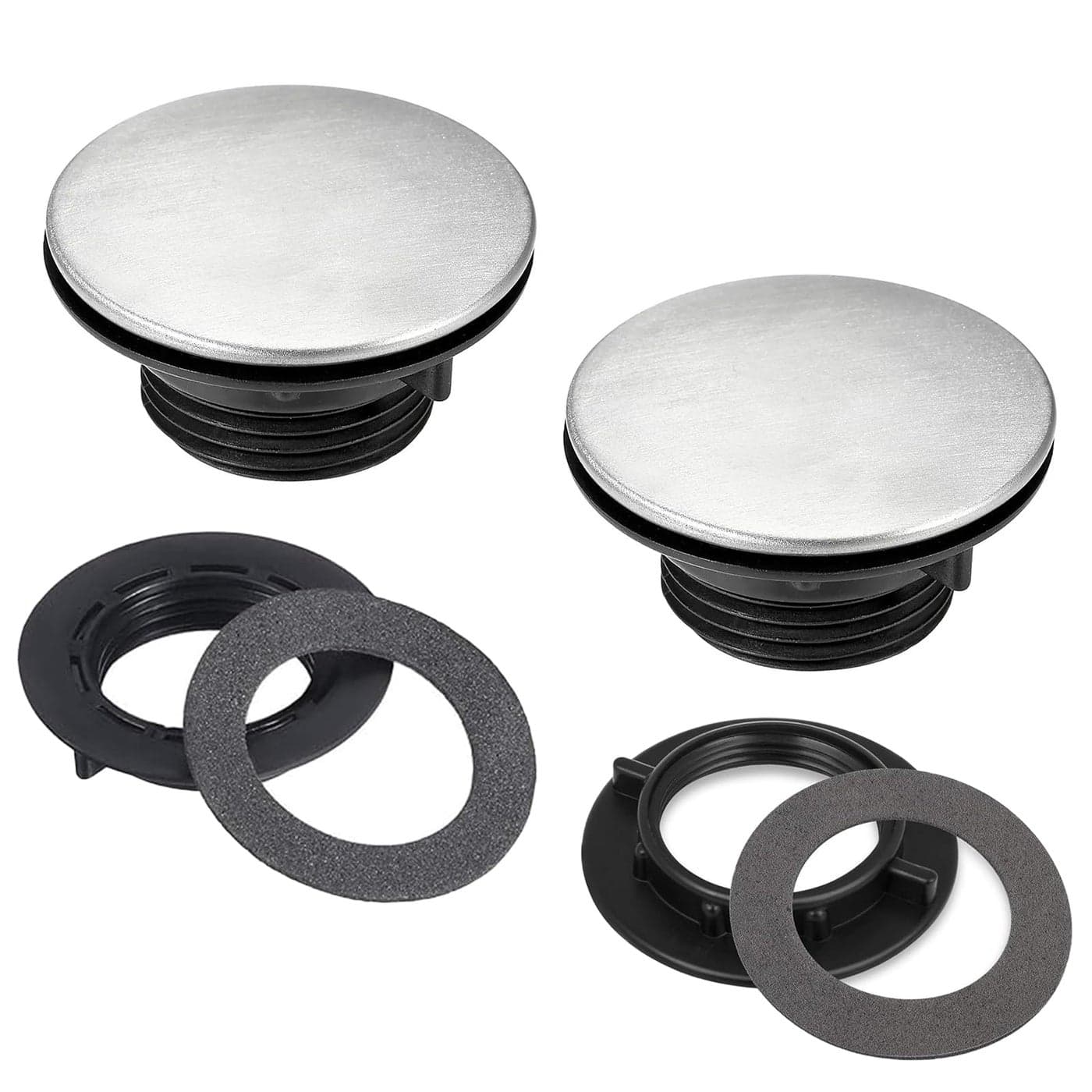 LiXiongBao 2 Pack Sink Tap Faucet Hole Cover Kitchen Sink Plug Brushed Stainless Steel Hole Cover for Dia 122 to 157 Inch