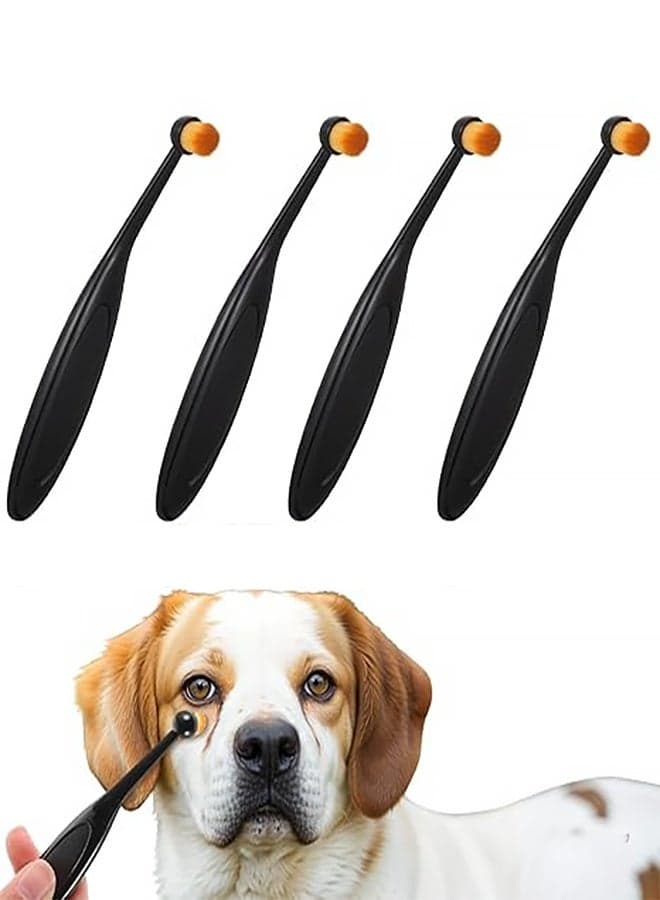 4 Pack Dog Cat Eye Powder Brush,Tear Stain Remover Brushes Washable Fiber Dog Eye Grooming Soft Bristles Dog Eye Cleaning Brush Pets Grooming Comb for Small Pet Cat Dogs Removing Crust Mucus