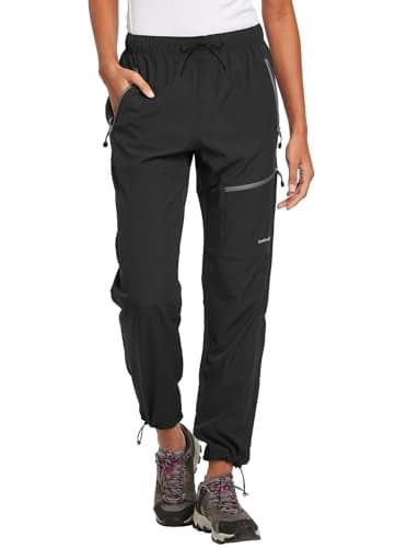 baleaf Women's Hiking Pants Quick Dry Water Resistant Lightweight Joggers Pant for All Seasons Elastic Waist Black Size XXXL