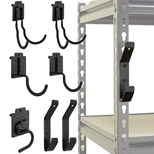 Wallmaster Boltless Shelving Hook Organizer Kit,7 Pcs Adjustable Storage Hanging Accessories for 1.5 inch Keyhole Rack,Garage Heavy Duty Tool Storage System