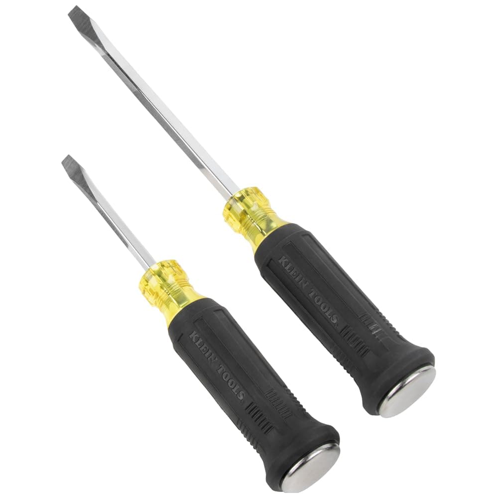 Klein Tools 85442DD Screwdriver Set Demolition Driver 14Inch and 516Inch Keystone Tips with Plated Metal Strike Cap 2Piece