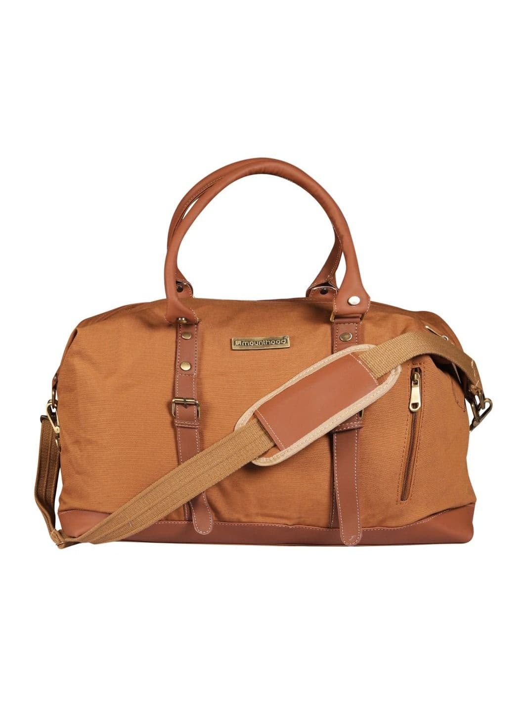 MOUNTHOOD Duffel / Duffle Bag for Men and Women - Premium Quality Long Lasting Canvas with Faux Leather - Polaris Tan