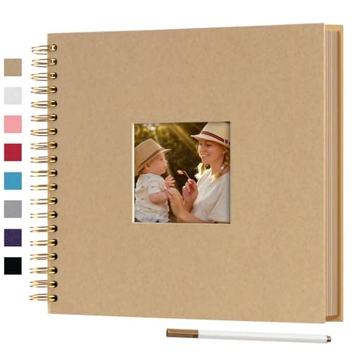10 x 10 Inch DIY Scrapbook Photo Album with Cover Photo 80 Pages Hardcover Craft Paper Photo Album for Guest Book, Anniversary, Valentines Day Gifts (Brown, 10 x 10 inch)