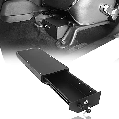 Hooke Road JK Under Seat Lock Box Security Locking Storage for Jeep Wrangler JK 20072010 2Door 20072018 4Door Driver Side Does not fit 20112018 Wrangler 2Door
