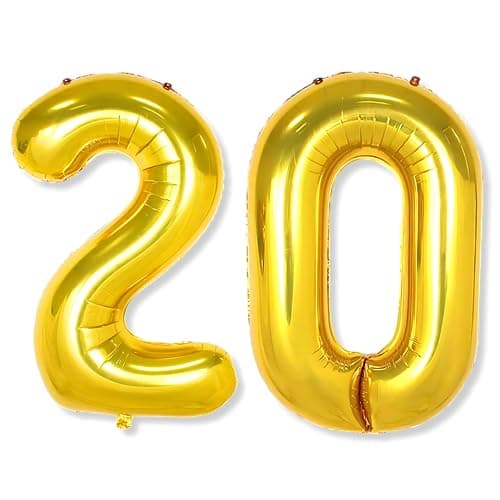 Flyloons 20 number Golden Foil Balloon 16 inch Size Birthday Decoration Items Pack of 2 | 20th Year Balloons | Twenty