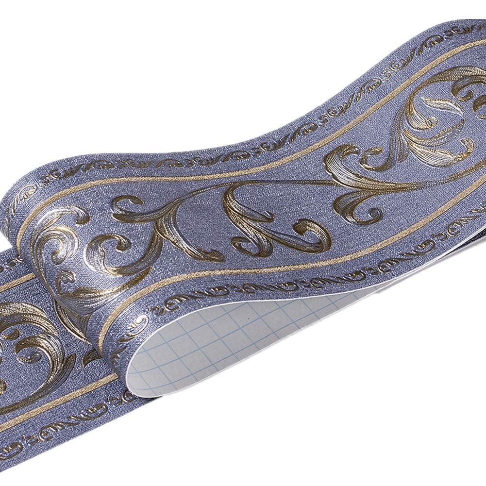 UPREDO 3D Decorative Floral Molding Waterproof Wallpaper Border Peel and Stick for Bathroom Kitchen Counter Top Backsplash Tiles Sticker4 Inch by 164Ft Dark Blue