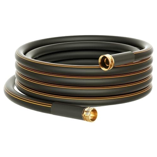 Atlantic Heavy Duty Garden Hose 15 ft x 58 Inch Black Color Short Connection Leader Hose with Solid Brass Connectors 15 Feet