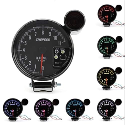 5 Inch Car RPM 11000K Tachometer Gauge 7 Color Backlight RPM LED Shift Light 12V 5" Inch (120MM) JDM Sport 7 Color 11K RPM Tachometer Led Gauge+Shift Light Black