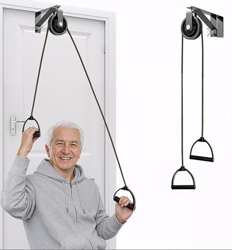 Shoulder Pulley for Physical Therapy with Fixed Metal Bracket Shoulder Pulley Over The Door Physical Therapy System Over Door Exercise Pulley for Injury Rehab Recovery Stretching