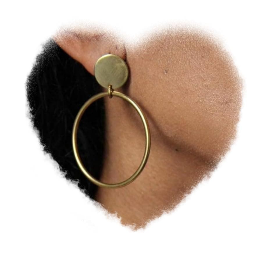 Doubnine Retro Hoop Earrings Bronze Boho Circle Matte Gold Disc Earrings Stud Chic Jewelry for Women