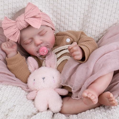 Aori 20 Inch Reborn Baby Doll Hyper Realistic Lifelike Newborn Sleeping Girl with Rainbow Outfit Soft Weighted Body Baby Doll for Girls Age 3 for Christmas Birthday