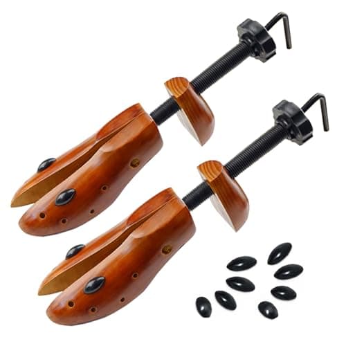 Echodo 2 Way Shoe Trees For Men Wooden Shoe Stretcher Adjustable Unisex Shaper Large Size for Men and Women, Wood Shaper Women's Size 10 to 13.5 Man's Size 9 to 13