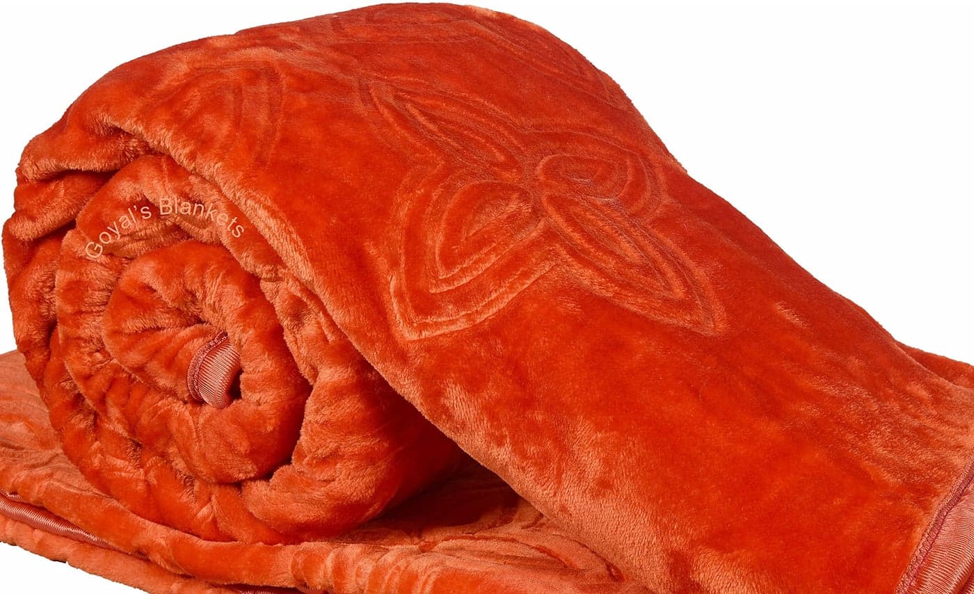 Goyal's Super Soft Mink Double Bed Blanket 500 TC, 87 X 85 Size - Rust