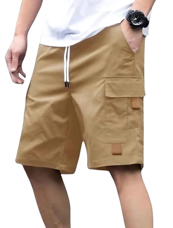 NoseQueen Men Fashion Cotton Shorts Pant for Men, Relaxed Fit Drawstring Waist Casual Half Pant for Man