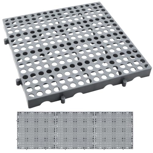 RUENXG 3Pack Heavy Duty Plastic Pallets 118x118x18 Waterproof Ventilated Grid Design Stackable Nestable Floor Pallets for Basement Garage Warehouse StorageGrey