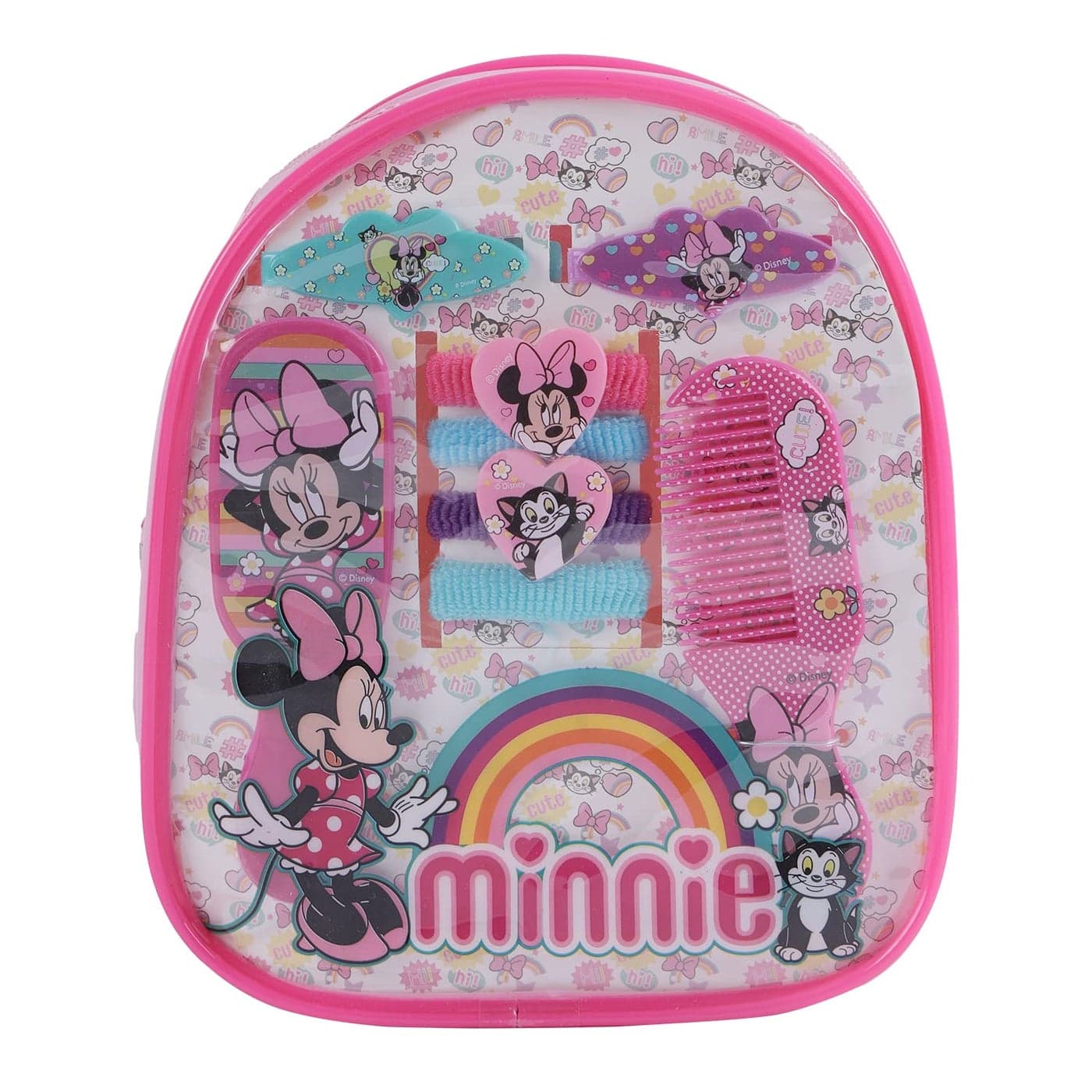 Lil Diva Minnie Mouse Fashion Accessories Set Of 8pcs 1 Comb 1 Mirror 4 Hair Bands 2 Clips With 1 Bag for Girls 3 Years And Above