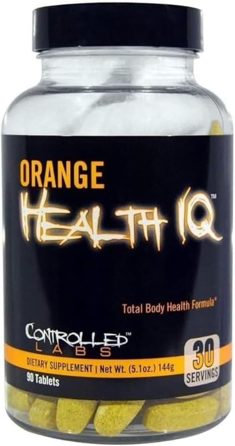 CONTROLLED LABS Orange Health IQ Daily Supplement for Men and Women 90 Tablets Enhanced Stamina Energy Cardio Function in Your Workout and Sports