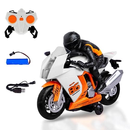 Toyshine Remote Control R1 Motorbike Toy with Light and Sound, 360 Degree Rotation, Multicolor