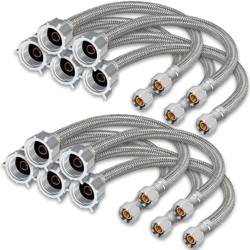 Universal Flexible Toilet Connector 16Inch x 38 Comp x 78 BC Premium Braided Stainless Steel Toilet Water Supply Connector Line with AntiLeaking Brass Nut 10Pack