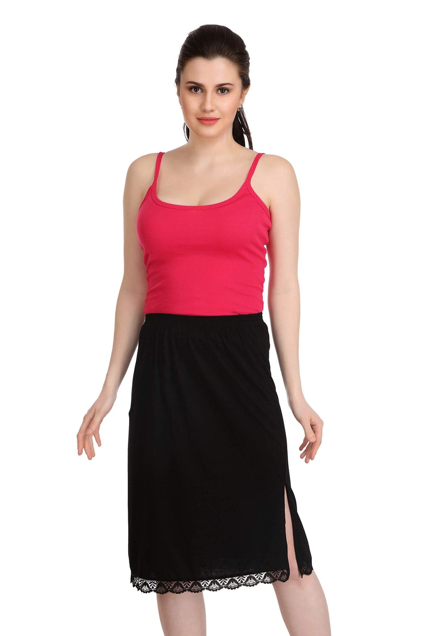 Splash Cotton Rich Regular Skirt Slip for Women - Knee Length