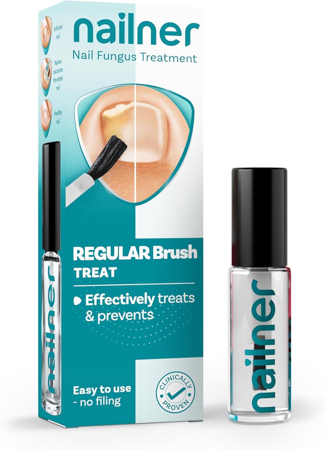 Nailner Fungal Nail Brush 5 ml Treat Prevent Fungal Nail Infection Anti Fungal Nail Treatment for Toenails Clinically proven 300 Applications Clear