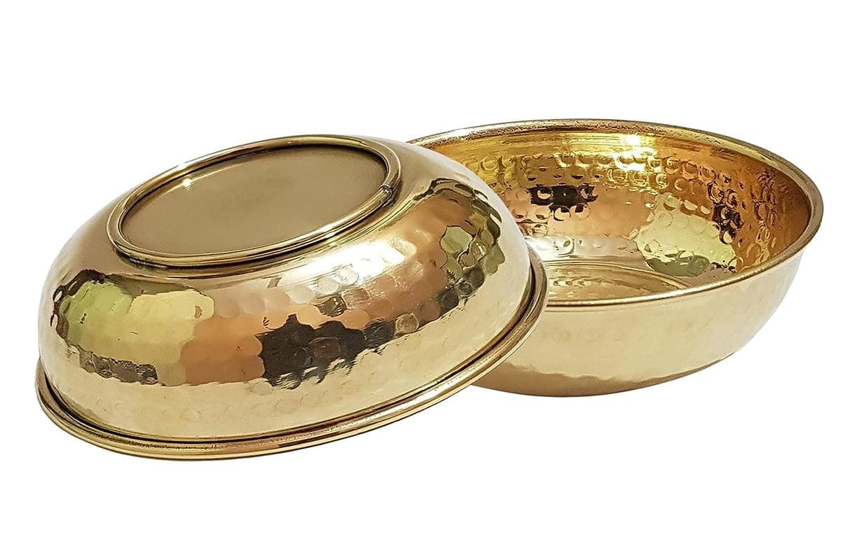 Pure Source India Brass Hammered Serving Bowl/Decorative Bowls– 400 Ml, 2 Pieces, Gold