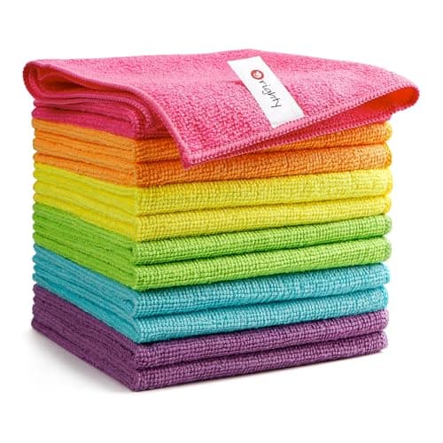 Orighty Microfiber Cleaning Cloth Pack of 12, Microfiber Towels for Cars, Highly Absorbent Car Cleaning Supplies, Lint Free Cloths Clean Rags for Car Care, House, Kitchen, 12x12 inch