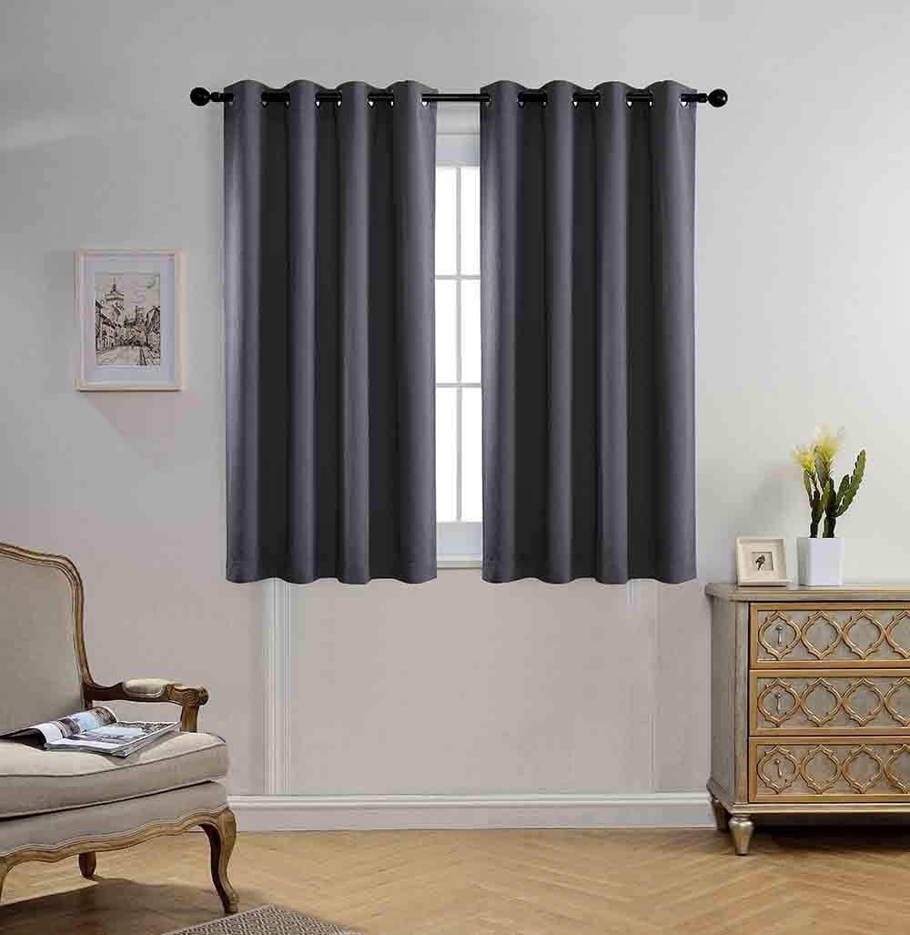 MIUCO Blackout Curtains Room Darkening Textured Grommet Window Curtains for Living Room 2 Panels 52x63 Inch Dark Grey