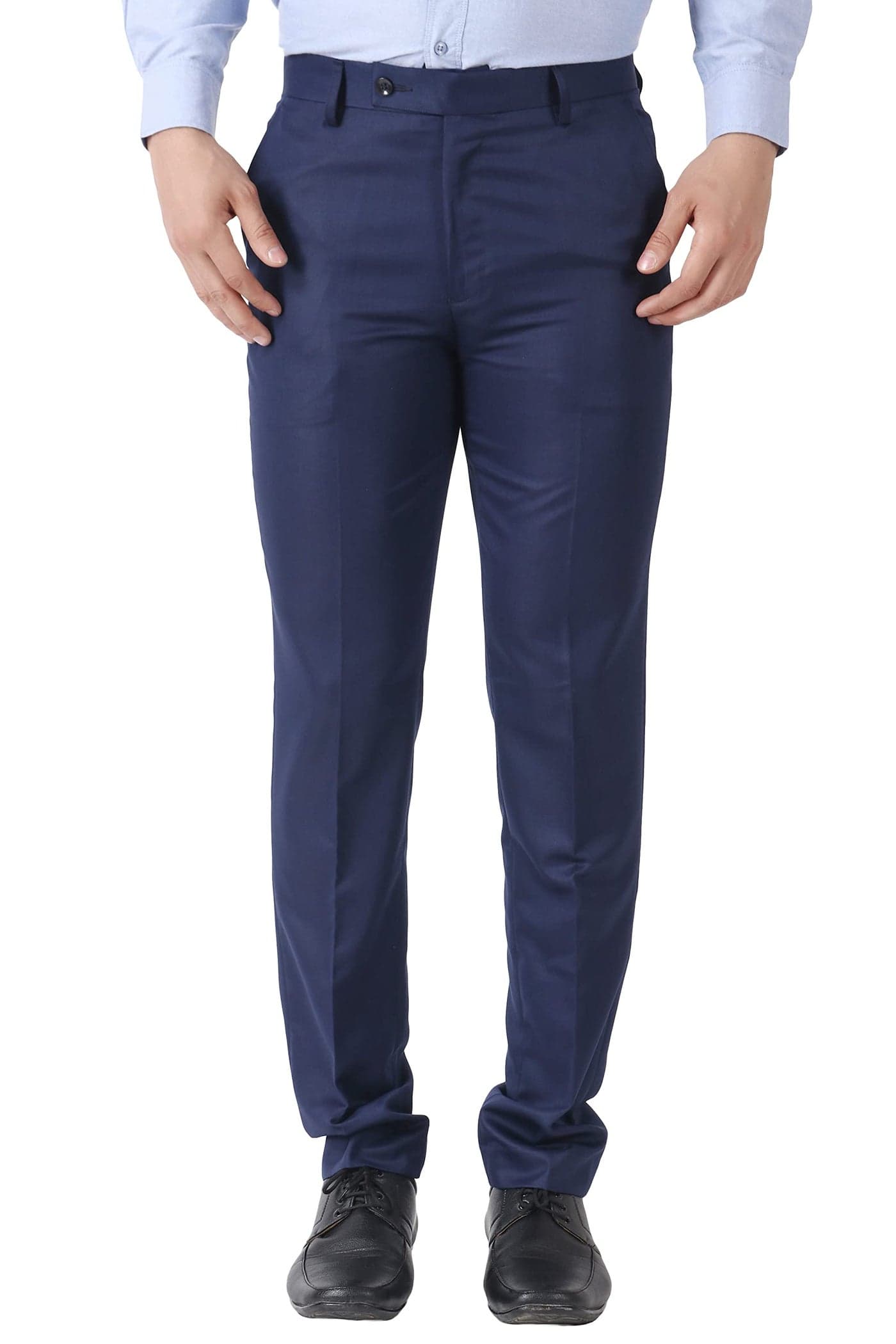 MALENO Men's Slub Effect Solid Trouser | Classic Slim Fit Formal Trousers for Men | Slim Fit Trousers for Men (ML803_SLUBZONE_NAVYBLUE_32)