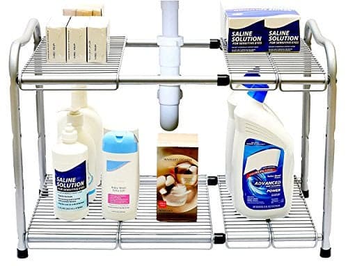 Deco Brothers Under Sink 2 Tier Expandable Shelf Organizer, Gray