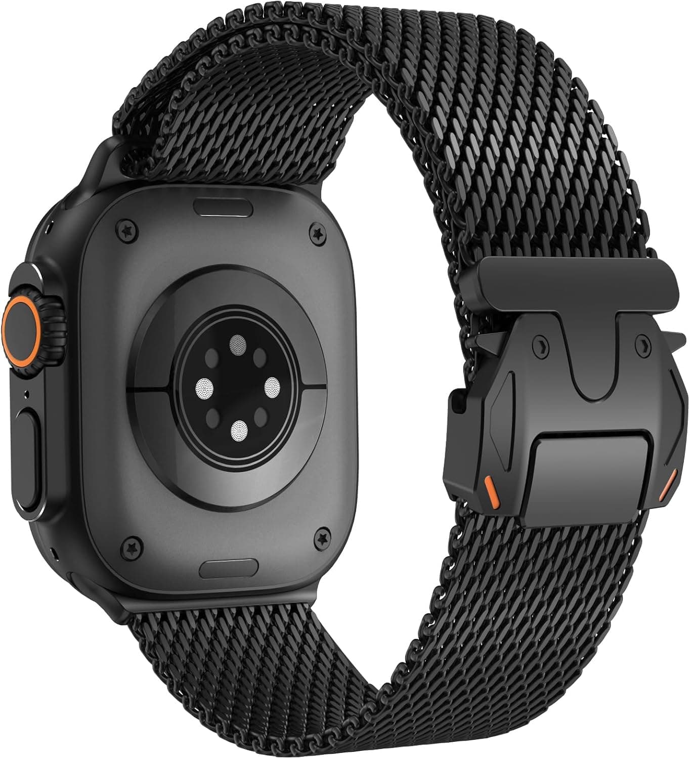 MOROFY Milanese Loop Parachute-Style Stainless Steel Metal Strap Compatible With Apple Watch Ultra 3 | 2 | Ultra Strap 49mm, Series 11 | 10 46mm, Series 9 | 8 | 7 45mm, Series 6 | 5 | 4 | SE3 | S2 44mm - Black