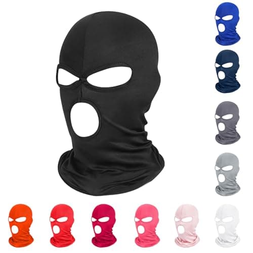 Pukavt 3 Hole Balaclava Ski Mask for Men Women, Thin Full Face Mask for Motorcycle Bike Hunting Cycling Skiing Cap Black