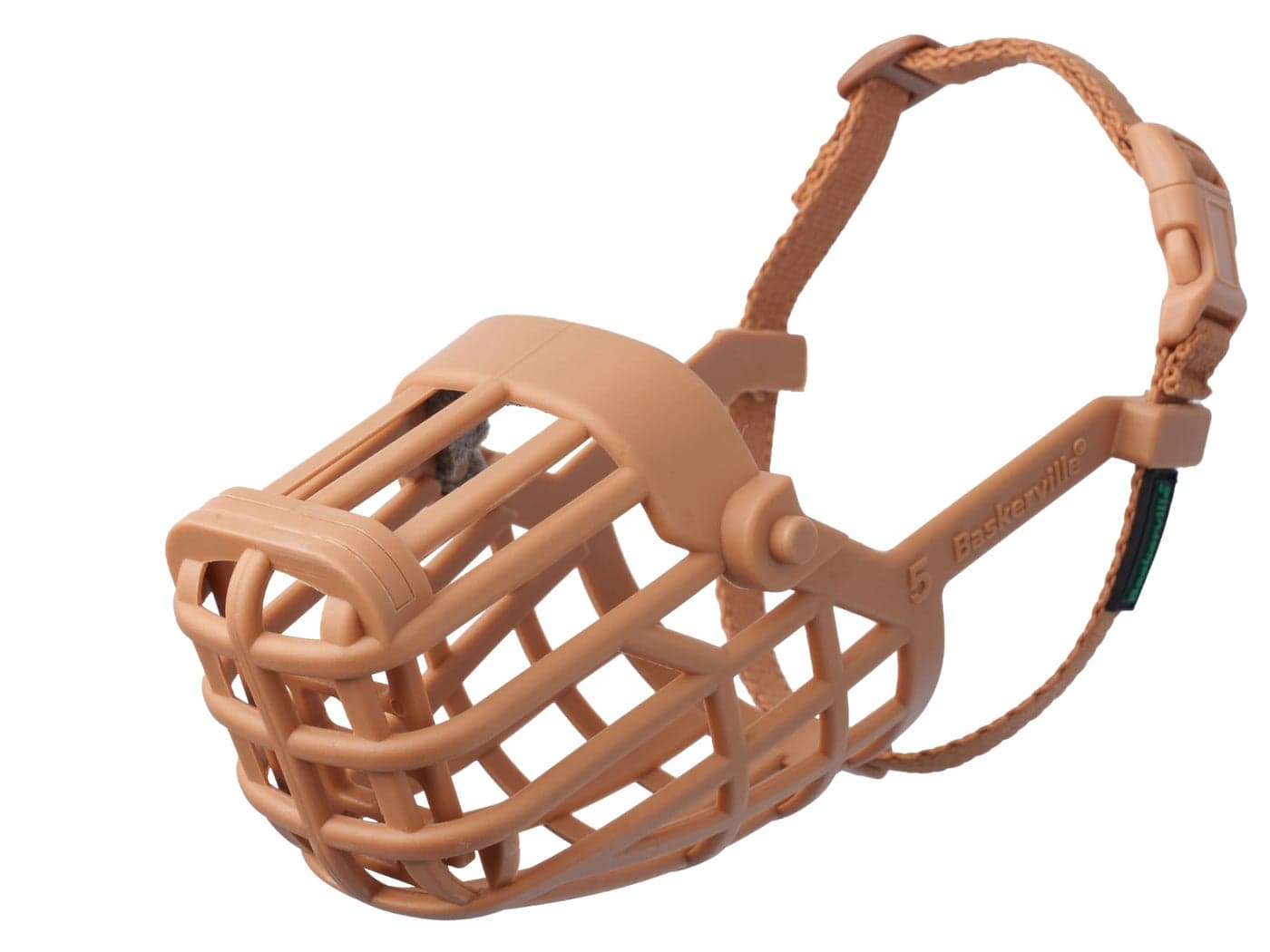 Baskerville Classic Basket Muzzle - Dog can Pant and Drink, Prevents Biting and Food Waste Scavenging, Strong TPR, Breathable Dog Training Muzzle for Long Nosed Medium to Large Dogs (Size 7)