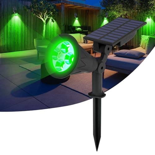 T-SUN Solar Spotlight LED Outdoor Wall Light, IP65 Waterproof, Auto-on at Night/Auto-Off by Day, 180°Angle Adjustable for Tree, Patio, Yard, Garden, Driveway, Stairs, Pool Area (Green)