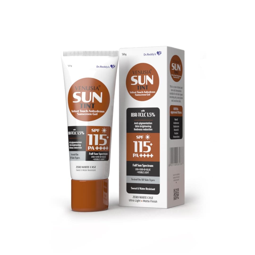 Dr Reddys Venusia Sun Tint SPF 115 Indias First Sunscreen with the Highest SPF Mattefinish Full Spectrum 12Hour Protection Reduces Pigmentation Zero White Cast Hypoallergenic and Parabenfree 50g