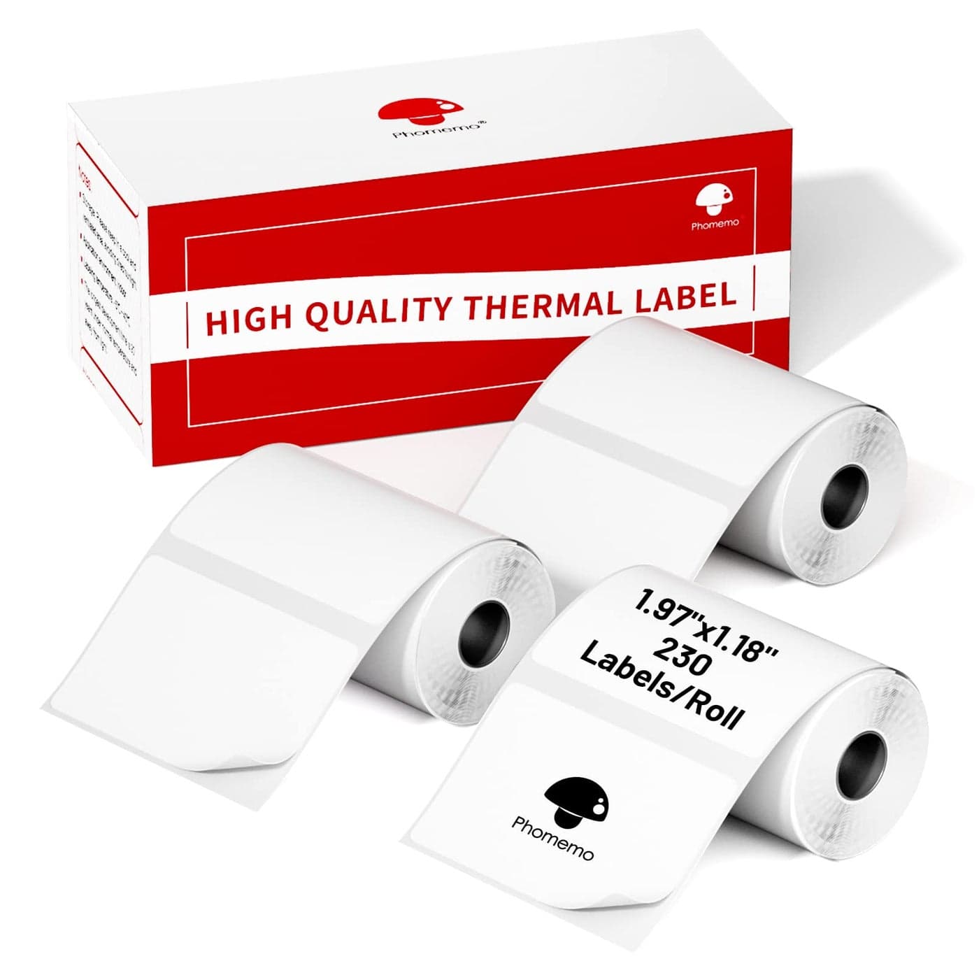 Phomemo Labels- 3 Rolls M110/M220/M221/M120/M200 Thermal Paper 1.97"x1.18"(50x30mm)- M110 Labels Multipurpose Square Self-Adhesive Label for Product Tag, Barcode Label, Address Label, 230 Labels/Roll
