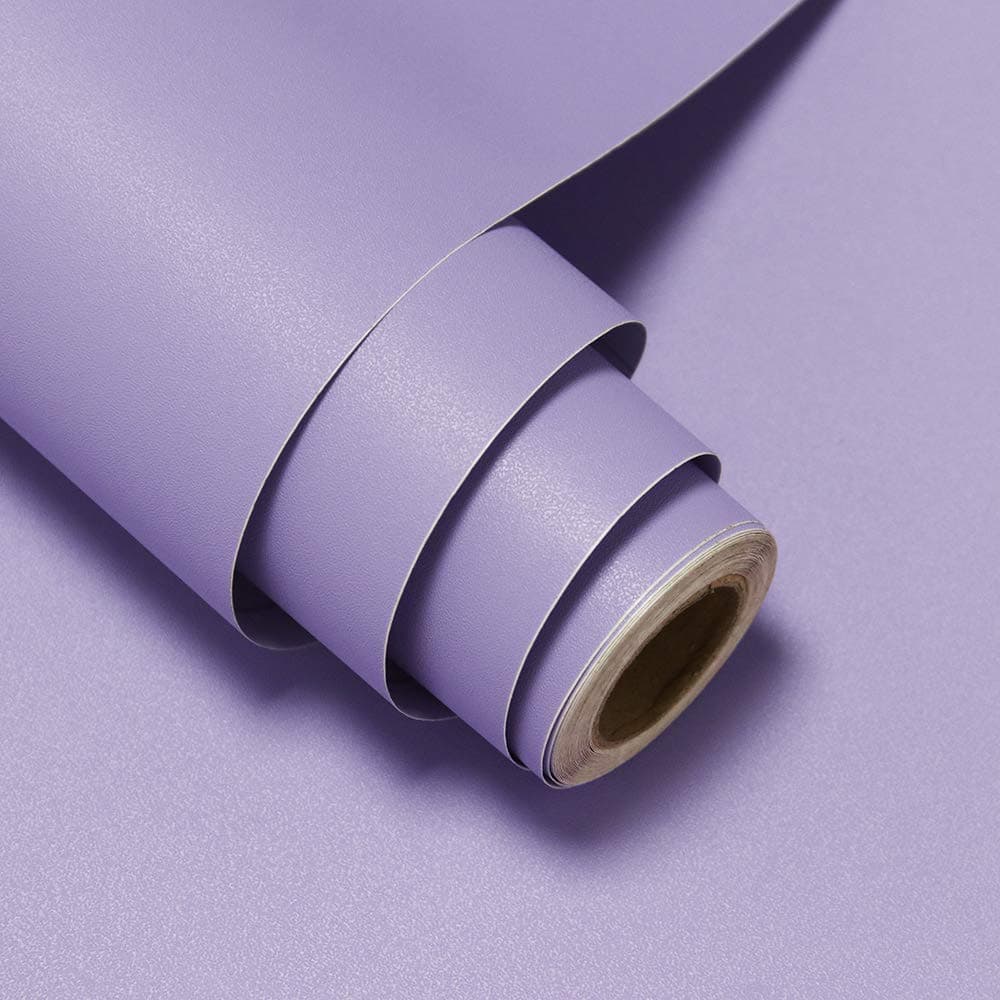HeloHo Solid Purple Textured Wallpaper Matte Peel Stick SelfAdhesive Removable Waterproof Contact Paper for Living Room Bedroom Decor 118X157