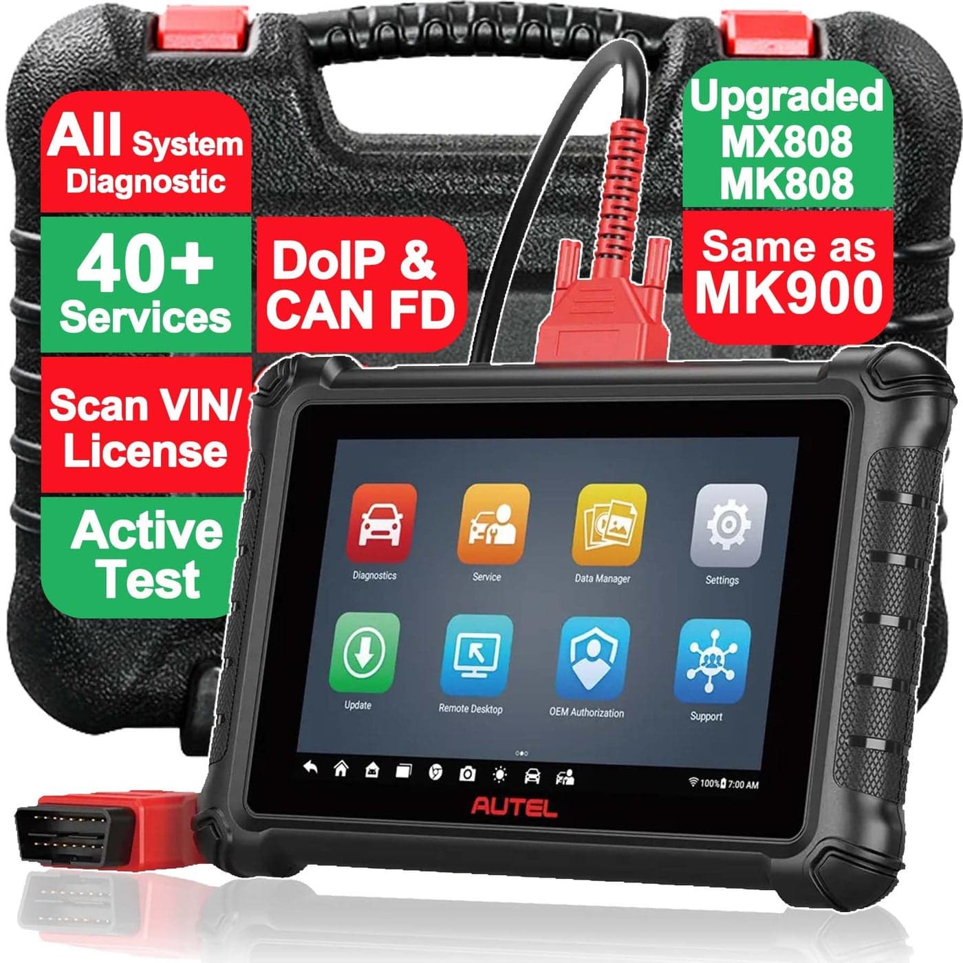 Autel Scan Tool MX900 MK900 OBD2 All System Diagnostic Scanner Same as MK900BT Upgraded MK808S MK808BT MX808 MX808S MK808Z Bi Directional 40 Service DoIPCAN FD 3000 Active Tests FCA SGW