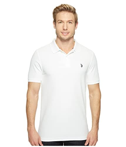 U.S. Polo Assn. Men's Ultimate Pique Polo, with Iconic Logo, Casual and Sports Wear Polo Shirt, White, Large